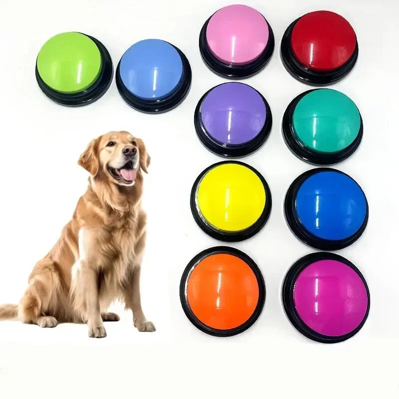 Dog Button with Multiple Colors, Optional Training, Quiz, Information Exchange, Press, Human Pet Interactive Toy