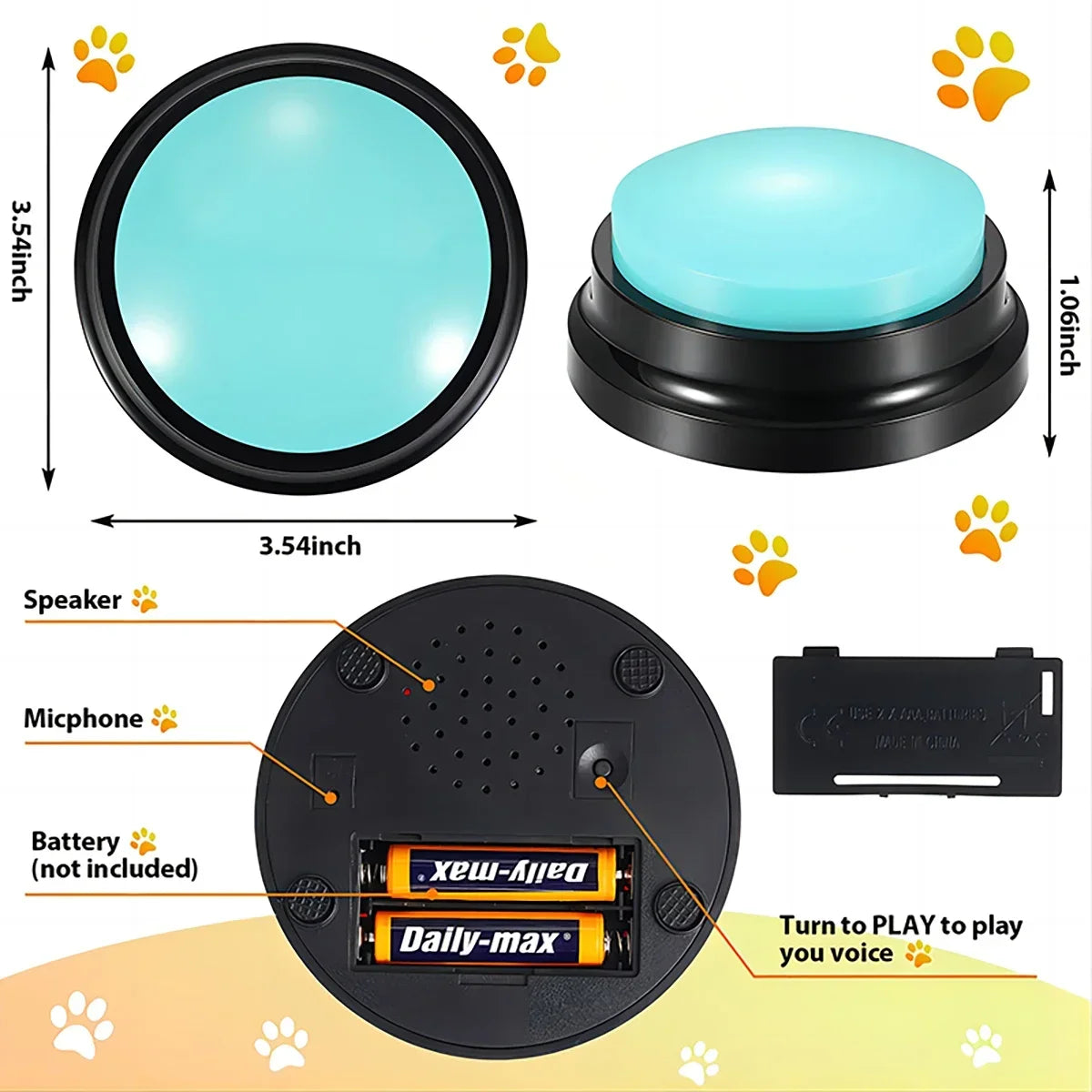 Dog Button with Multiple Colors, Optional Training, Quiz, Information Exchange, Press, Human Pet Interactive Toy